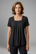 Women’s Tunic Top with Square Neck and Pleated Front