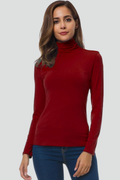 Women’s Turtleneck Sweater with Long Sleeves and Plain Surface