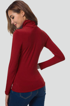 Women’s Turtleneck Sweater with Long Sleeves and Plain Surface