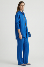 Women’s Two-Piece Set with Button Shirt and Straight Trousers