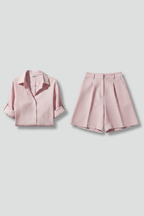 Women’s Two-Piece Set with Button Shirt and Wide Shorts