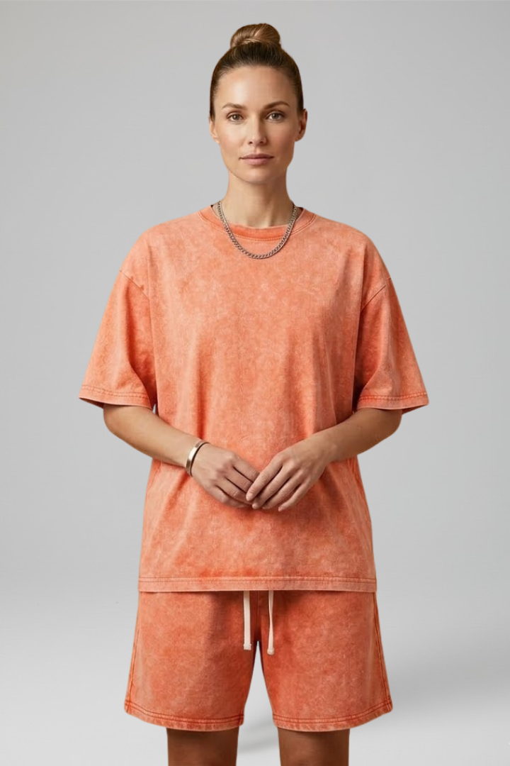 Women’s Two-Piece Set with Crop Top and Drawstring Shorts