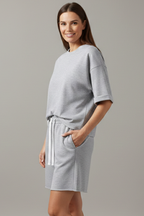 Women’s Two-Piece Set with Crop Top and Drawstring Shorts