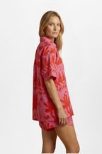 Women’s Two-Piece Set with Printed Shirt and Matching Shorts