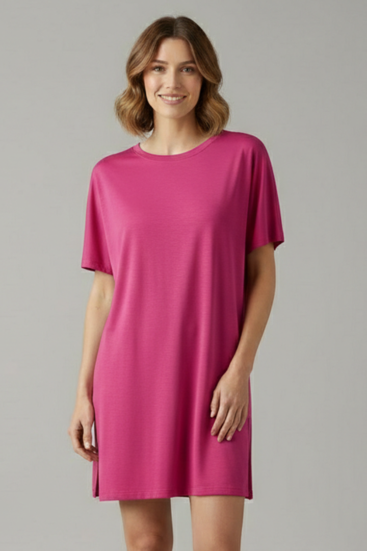 Women’s Two-Piece Set with Round Neck Top and Elastic Waist Shorts