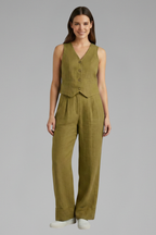 Women’s Two-Piece Set with V-Neck Waistcoat and Wide Trousers