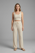 Women’s Two Piece Set with Crop Top and Wide Leg Trousers
