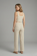 Women’s Two Piece Set with Crop Top and Wide Leg Trousers