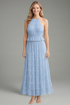 Women’s Two Piece Set with Halter Top and Maxi Skirt