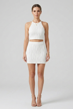 Women’s Two Piece Set with Halter Top and Mini Skirt