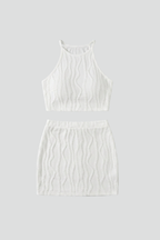 Women’s Two Piece Set with Halter Top and Mini Skirt