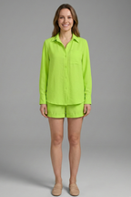 Women’s Two Piece Set with Long Sleeve Shirt and Shorts