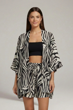 Women’s Two Piece Set with Open Front Jacket and Shorts