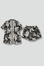 Women’s Two Piece Set with Open Front Top and Shorts