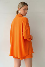 Women’s Two Piece Set with Oversized Blouse and Muslin Shorts