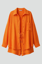 Women’s Two Piece Set with Oversized Blouse and Muslin Shorts