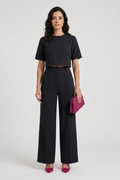 Women’s Two Piece Set with Short Sleeve Top and Wide Leg Trousers