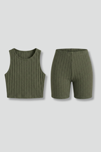 Women’s Two Piece Set with Sleeveless Top and Fitted Shorts