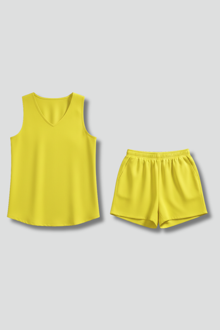 Women’s Two Piece Set with Sleeveless Tunic and Shorts