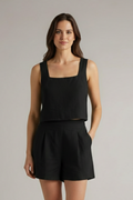 Women’s Two Piece Set with Square Neckline and Pleated Shorts