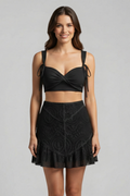 Women’s Two Piece Set with Strap Top and Lace Skirt