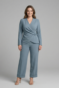 Women’s Two Piece Set with Wrap Top and Cropped Trousers