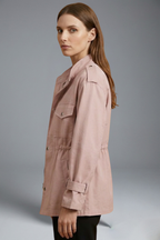 Women’s Utility Jacket with Double Breasted Closure and Belt