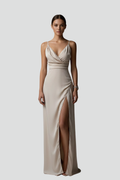 Women’s V-Neck Dress with Spaghetti Straps and Side Slit