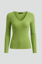 Women’s V-Neck Knit Jumper with Long Sleeves