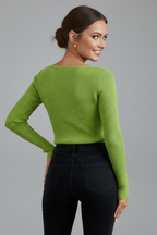 Women’s V-Neck Knit Jumper with Long Sleeves