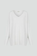 Women’s V-Neck Sweater with Dropped Shoulders and Straight Hem