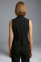Women’s Waistcoat with Lapel Collar and Button Closure