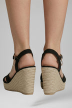 Women's Wedge Sandals with Buckle Strap and Cushioned Footbed