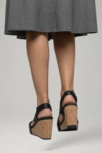 Women's Wedge Sandals with Contoured Footbed and Adjustable Straps