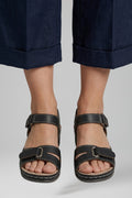 Women's Wedge Sandals with Cushioned Insole and Adjustable Strap