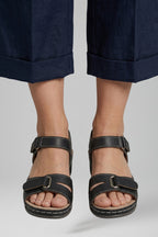 Women's Wedge Sandals with Cushioned Insole and Adjustable Strap