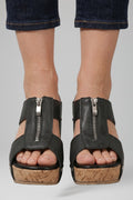 Women's Wedge Sandals with Cushioned Insole and Zip Closure