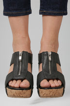 Women's Wedge Sandals with Cushioned Insole and Zip Closure