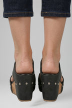 Women's Wedge Sandals with Cushioned Insole and Zip Closure