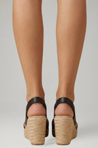 Women's Wedge Sandals with Woven Sole and Ankle Strap