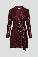 Women’s Wrap Dress with Sequin Surface and Draped Design