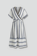 Women’s Wrap Dress with V-Neck and Short Sleeves