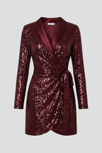 Women’s Wrap Dress with V Neck and Long Sleeves