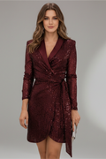 Women’s Wrap Dress with V Neck and Long Sleeves