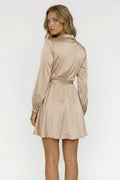 Women’s Wrap Mini Dress with V Neck and Waist Tie