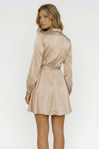 Women’s Wrap Mini Dress with V Neck and Waist Tie