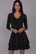 Women’s Short Dress with V-Neck and Long Sleeves