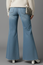 Women’s Flare Jeans with High Waist and Washed Finish