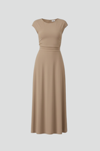 Women’s midi dress with high waist and cap sleeves