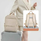 Elegant Kvinders Rygsæk Vandafvisende Nylon Laptop Taske Beige — Image 2
